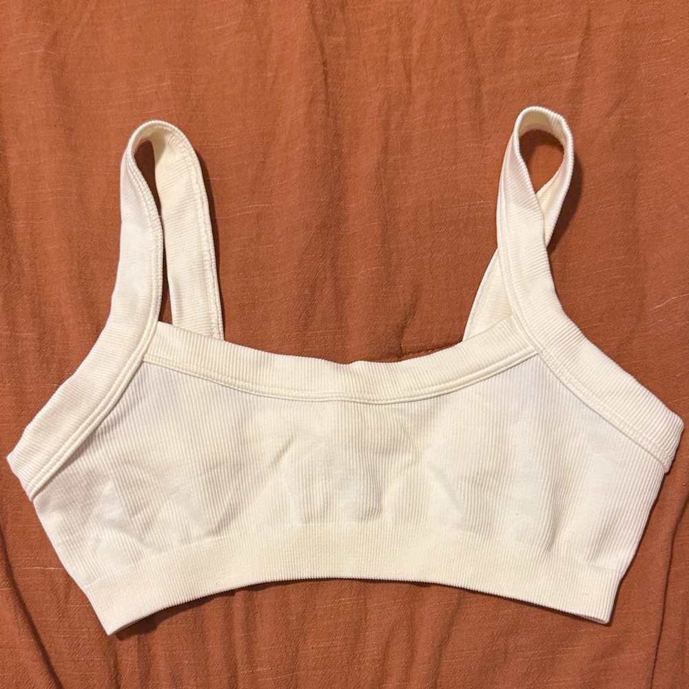 Women's Cream Ribbed Bralette